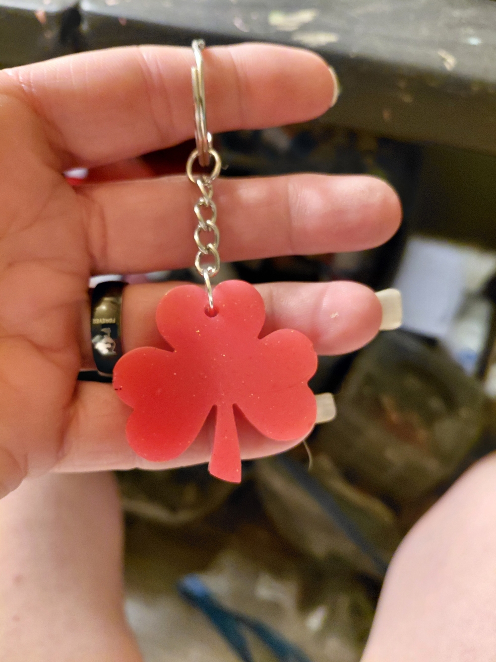 Red Clover Keychain Key Ring